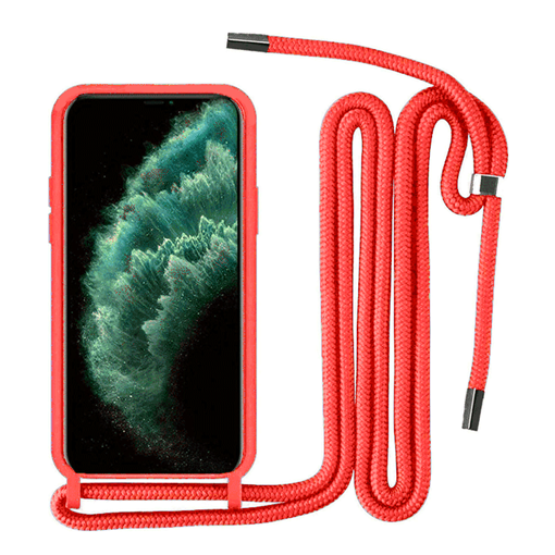 Θήκη Σιλικόνης με Λουράκι για Apple Iphone 12 Pro Max 6.7 - Χρώμα: Κόκκινο