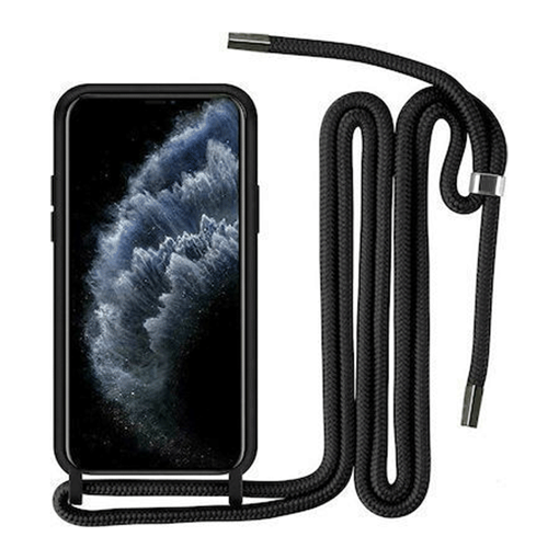 Θήκη Σιλικόνης με Λουράκι για Apple Iphone 11 Pro Max - Χρώμα: Μαύρο