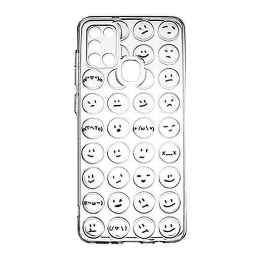 Θήκη Σιλικόνης με Emoji για Samsung A21S - Χρώμα: Διαφανές