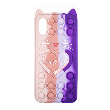 Picture of Silicone Case Colorful Bubbles for Xiaomi Redmi 9A/9i/9AT- Design: Colorful Heart (Pink - Purple)