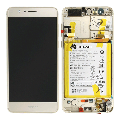 Γνήσια Οθόνη LCD με Μηχανισμό Αφής και Πλαίσιο και Μπαταρία για Huawei Honor 8 (Service Pack) 02350USE - Χρώμα: Χρυσό