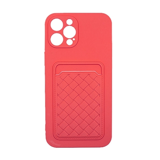Θήκη Πλάτης Σιλικόνης με Υποδοχή Κάρτας για Iphone 12 Pro Max - Χρώμα : Ροζ
