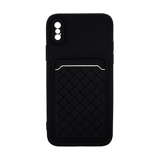 Θήκη Πλάτης Σιλικόνης με Υποδοχή Κάρτας για IPhone X/XS - Χρώμα : Μαύρο