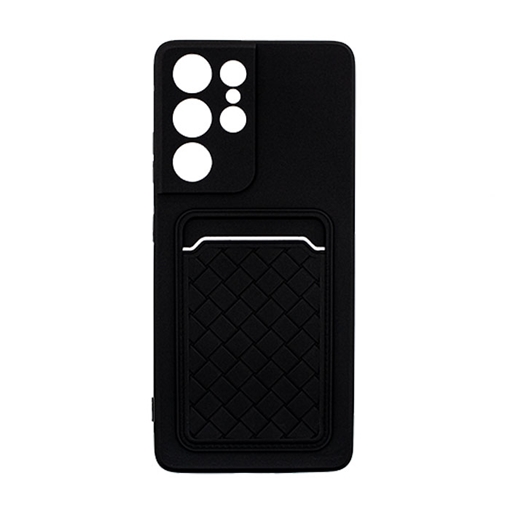 Θήκη Πλάτης Σιλικόνης με Υποδοχή Κάρτας για Samsung Galaxy S21 Ultra - Χρώμα : Μαύρο
