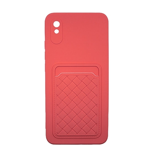 Θήκη Πλάτης Σιλικόνης με Υποδοχή Κάρτας για Xiaomi Redmi 9A - Χρώμα : Ροζ
