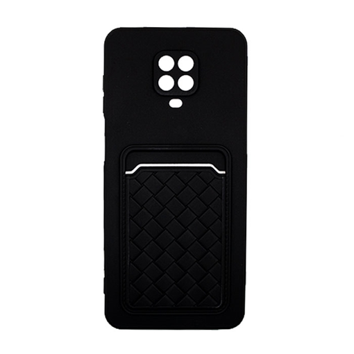 Θήκη Πλάτης Σιλικόνης με Υποδοχή Κάρτας για Redmi Note 9 Pro/9S - Χρώμα : Μαύρο