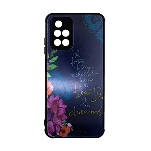 Picture of Silicone Back Case For Xiaomi Redmi 10 - Color: Navy Blue With Flowers