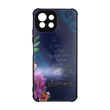 Picture of Silicone Back Case For Xiaomi Mi 11 Lite 5g Color Navy Blue With Flowers