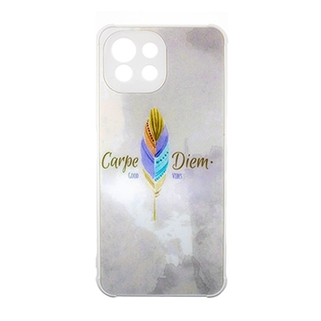 Picture of Silicone Back Case For Xiaomi Mi 11 Lite 5g Color White With A Colored Feather