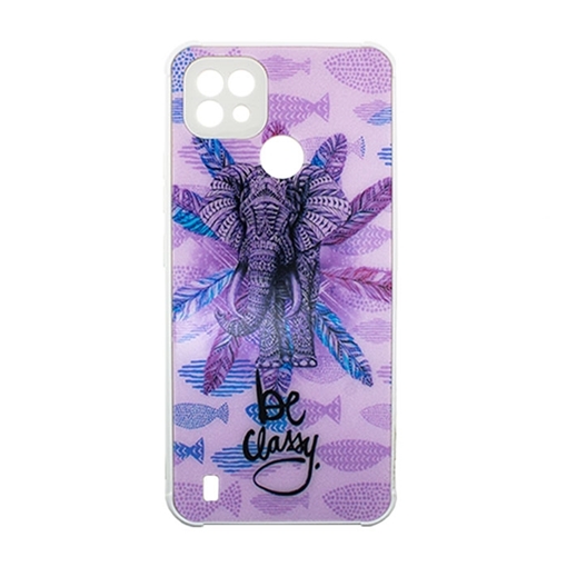 Picture of Silicone Back Cover For Realme C21 - Color: Purple With Elephant