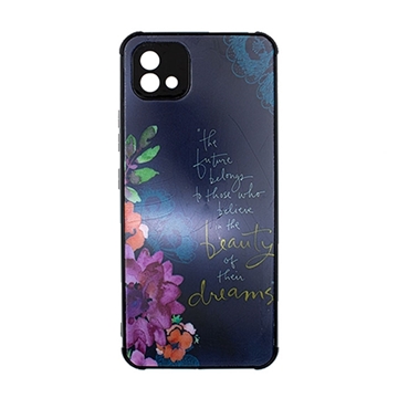 Picture of Silicone Back Cover For Realme C11 2021  - Color: Navy Blue With Flowers