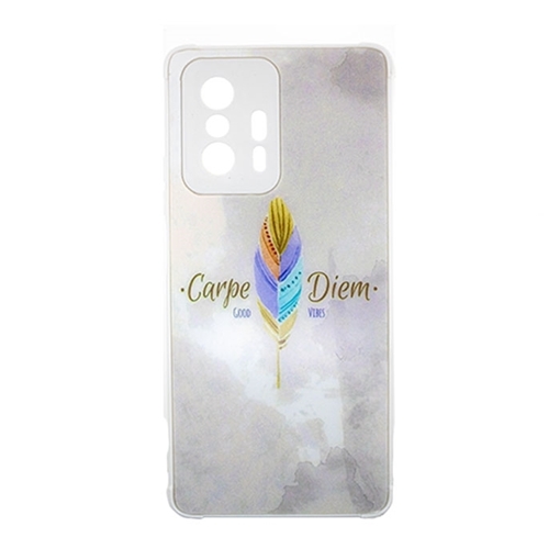 Picture of Silicone Back Cover For Xiaomi MI 11T 5G - Color: White With A Colorful Feather