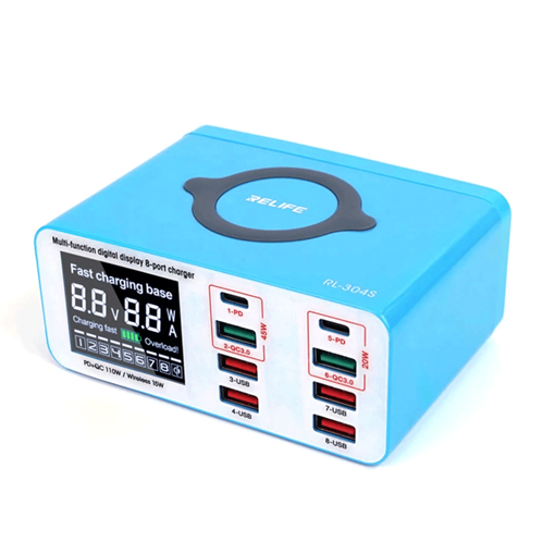 Picture of RELIFE RL-304S Multifunctional Digital Disply 8 Port Charger/Wide Voltage