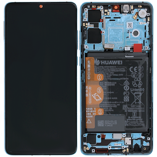 Γνήσια Οθόνη LCD με Μηχανισμό Αφής και Πλαίσιο και Μπαταρία για Huawei P30 (Service Pack) 02352NLΝ - Χρώμα: Μπλε