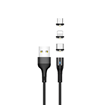 Picture of USAMS SJ439USB01 U29 3 IN 1 Alluminum Alloy Magnetic Charging Cable  1M 2.1Α - Color: Black