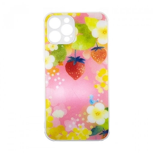 Picture of Silicone Back Case for iPhone 13 Pro Max - Color: Pink With Strawberries