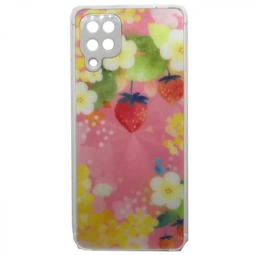 Picture of Silicone Back Case for Samsung Galaxy A12 - Color: Pink With Strawberries