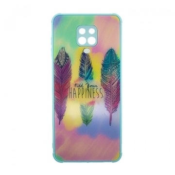 Picture of Silicone Back Case for Xiaomi Redmi Note 9 Pro - Color: Blue with Feather