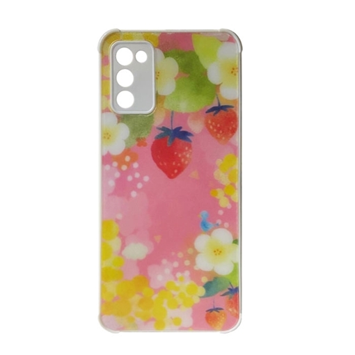Picture of Silicone Back Case for Samsung Galaxy A03S - Color: Pink With Strawberries
