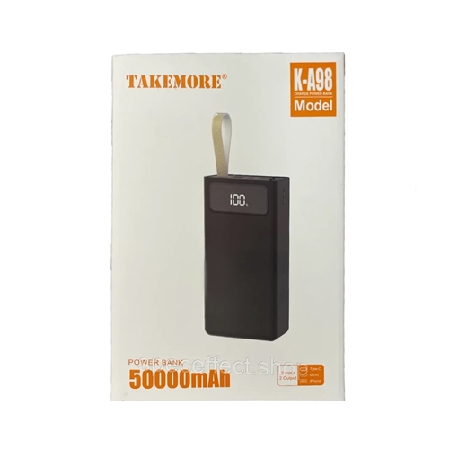 Power Bank TAKEMORE K-A98 50000mAh με Θύρα USB-A USB-C - Χρώμα: Μαύρο