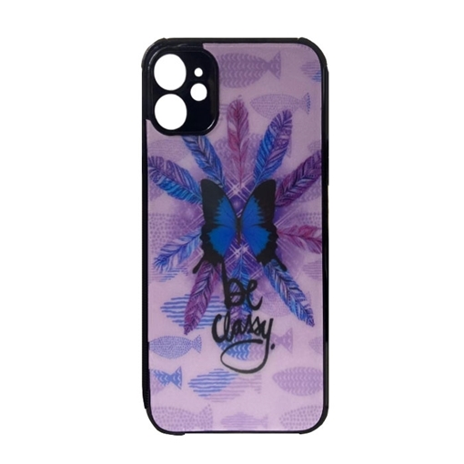 Picture of Silicone Back Case for iPhone 11 - Color: Purple With Butterfly