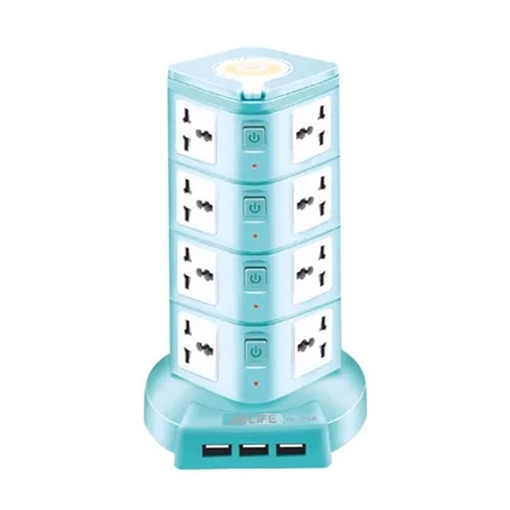 Picture of RELIFE RL-315A 4 layers Multi-fuction Safety Socket with European plug - Color : Sky Blue