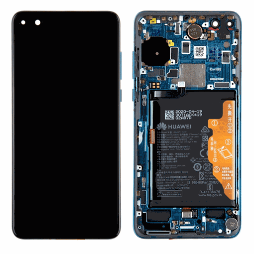 Γνήσια Οθόνη LCD με Μηχανισμό Αφής και Πλαίσιο με Μπαταρία για Huawei P40 (Service Pack) 02353MFU - Χρώμα: Μπλε