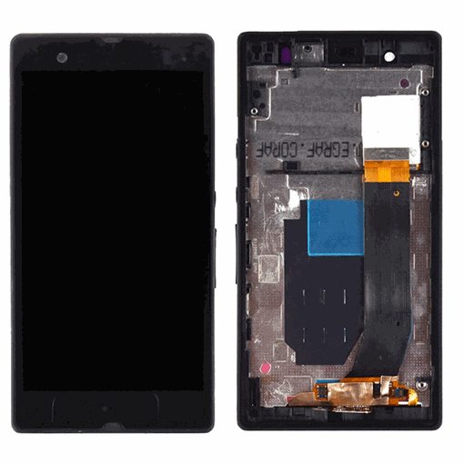 Οθόνη LCD με Μηχανισμό Αφής και Μωβ Πλαίσιο για Sony Xperia Z - Χρώμα: Μαύρο
