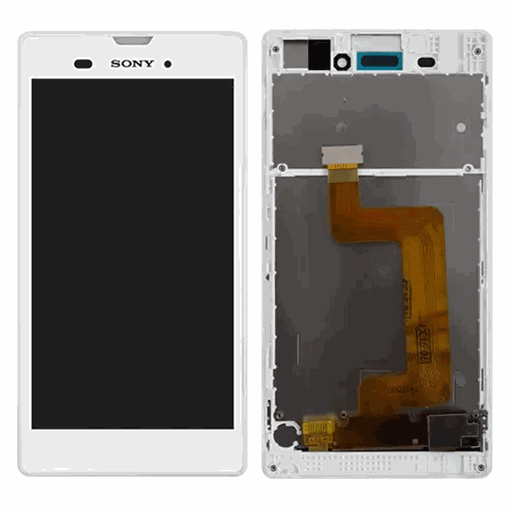 Picture of LCD Complete with Frame for Sony T3 (D5103) - Color: White