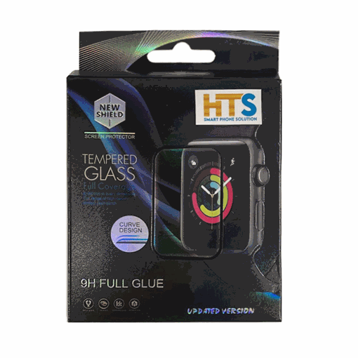 HTS Προστασία Οθόνης Ρολογιού Apple Watch 38mm Full Glue Tempered Glass - Χρώμα: Μαύρο