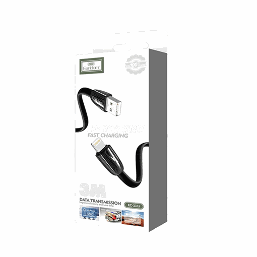 Picture of Earldom EC-111i Fast Charging Cable Lightning 2.4Α 3M - Color: Black