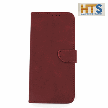 Picture of HTS Book Cover Stand Leather Wallet with Clip For Xiaomi Redmi 9A / Redmi 9AT - Color-Red Wine