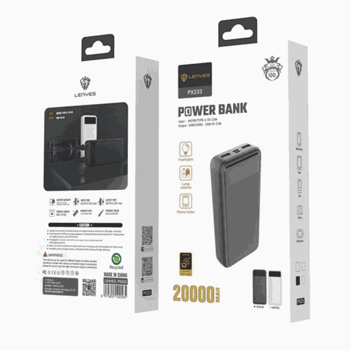 Picture of Lenyes Power bank PX-233 20.000mAh Portable - Color: Black