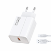 PZX P50 Fast Charging Φορτιστής με Θύρα USB και Καλώδιο Type-C 5.0A /22.5W - Χρώμα: Λευκό