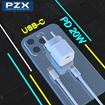 PZX P45 PD Fast Charging Φορτιστής SmartPhone με 1 θύρα Type-C και Καλώδιο Type-C 20W - Χρώμα: Λευκό