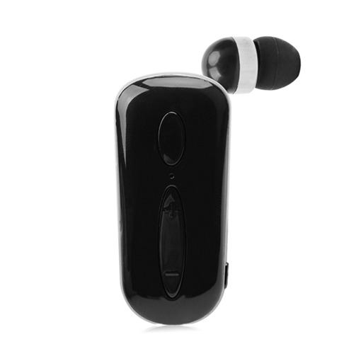 Lenyes R24 Bluetooth Ακουστικό με Επεκτεινόμενο Καλώδιο Clip-On - Χρώμα: Μαύρο