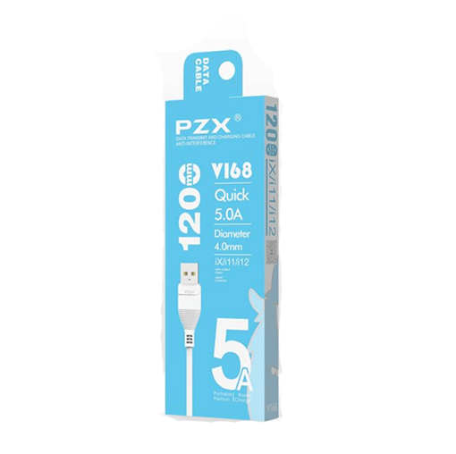 PZX v168 Fast Charging Cable 5A USB To Lightning 1.2m Data Cable / Καλώδιο Φόρτισης και Μεταφοράς Δεδομένων - Χρώμα: Λευκό