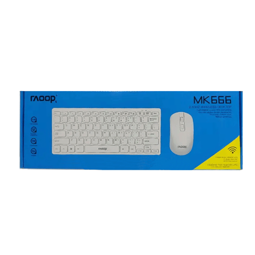 Raoop MK666 Συνδυασμός ασύρματου πληκτρολογίου και ποντικιού / Wireless Mini Keyboard & Mouse Combo - Χρώμα: Λευκό