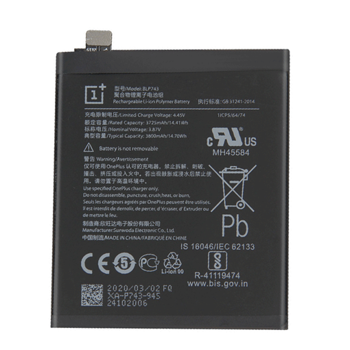Picture of Batterie BLP743 Compatible with OnePlus 7T 3725mAh (Bulk)